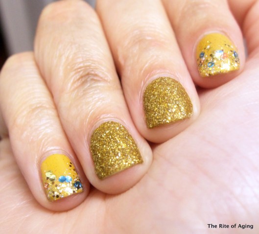 Gold Glitter Nail Art | The Rite of Aging