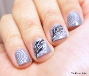 Stamping and Feather Nail Art | The Rite of Aging