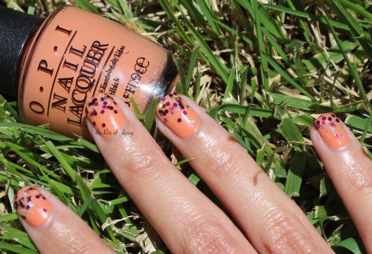 Simple and Easy Glitter Gradient with Milani Hot Pink, Revlon Holographic Pearls and OPI Freedom to Peach