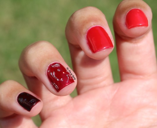 31 Day Global Nail Art Challenge (September 2017) - Day One: Red Ombre and Glitter Accent Nails