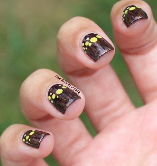 31 Day Nail Art Challenge (September 2017-#31DC2017) Woodgrain HalfMoon Dotticure Nail Art