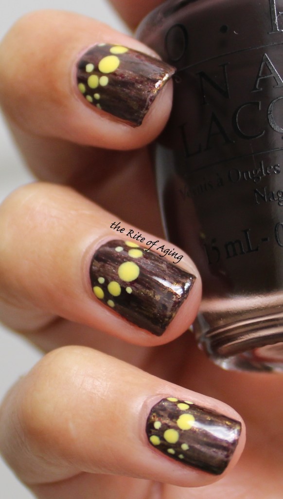 31 Day Nail Art Challenge (September 2017-#31DC2017) Woodgrain HalfMoon Dotticure Nail Art