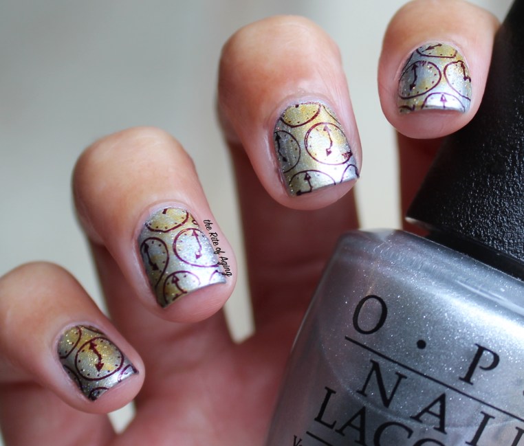 31 Day Nail Art Challenge (September 2017 - #31DC2017) Metallic Sponged and Stamped Nail Art ft. Born Pretty Store Time Travel stamping plates
