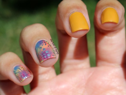 31 Day Nail Art Challenge (September 2017 - #31DC2017) Sponged and Stamped Rainbow Nail Art