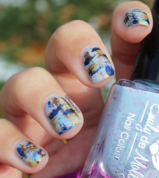 Icy Cold Abstract Brushstrokes Nail Art || the Rite of Aging...Early blog (Easy, Arthritis-Friendly, Fast)
