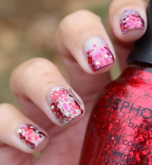 Go Red for Women 2018 Red and Pink Glitter Gradient Nails ft. Sephora by OPI, Milani